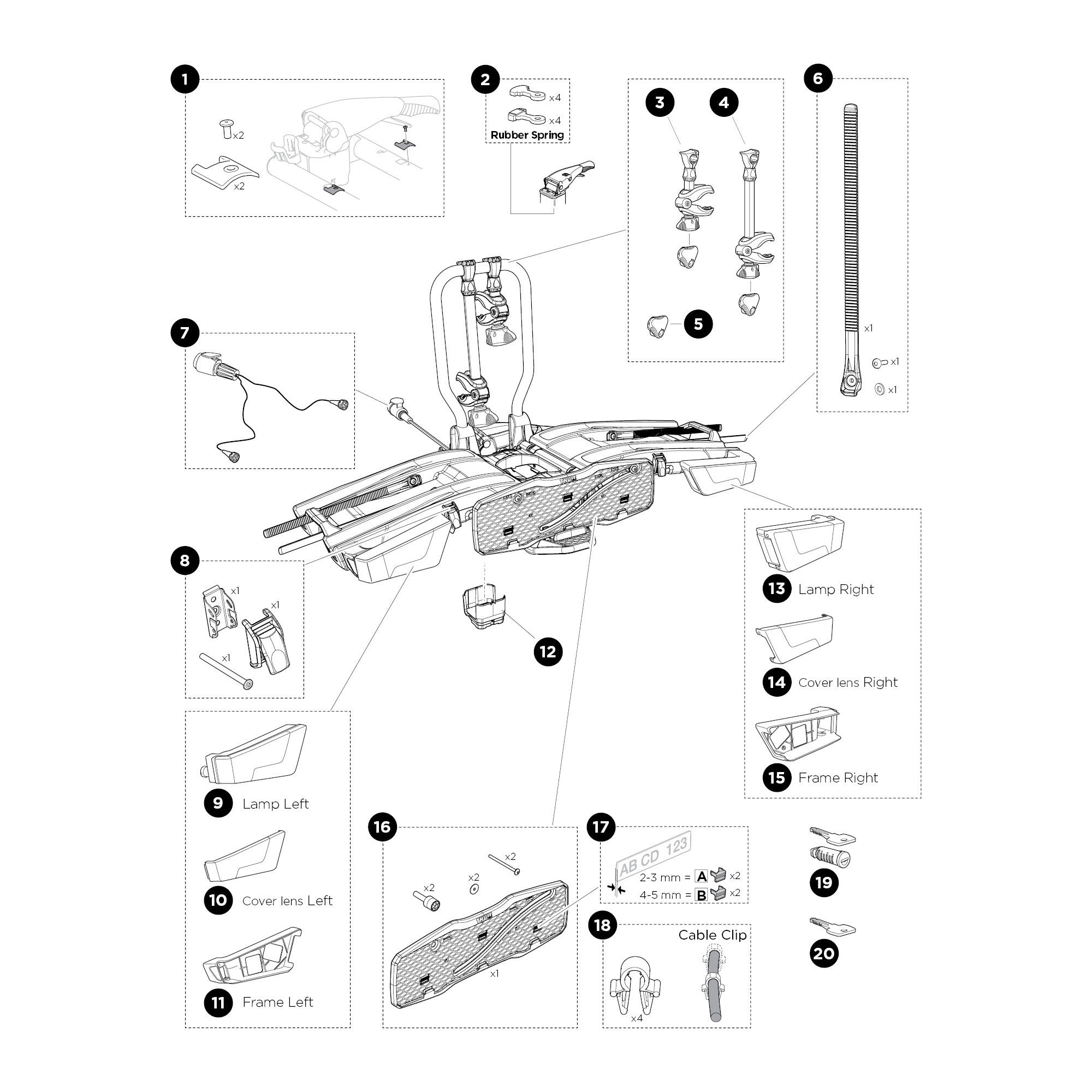 Thule EasyFold XT 933 kerékpártartó vonóhorogra bontott ábra Thule EasyFold XT 933 kerékpártartó vonóhorogra bontott ábra
