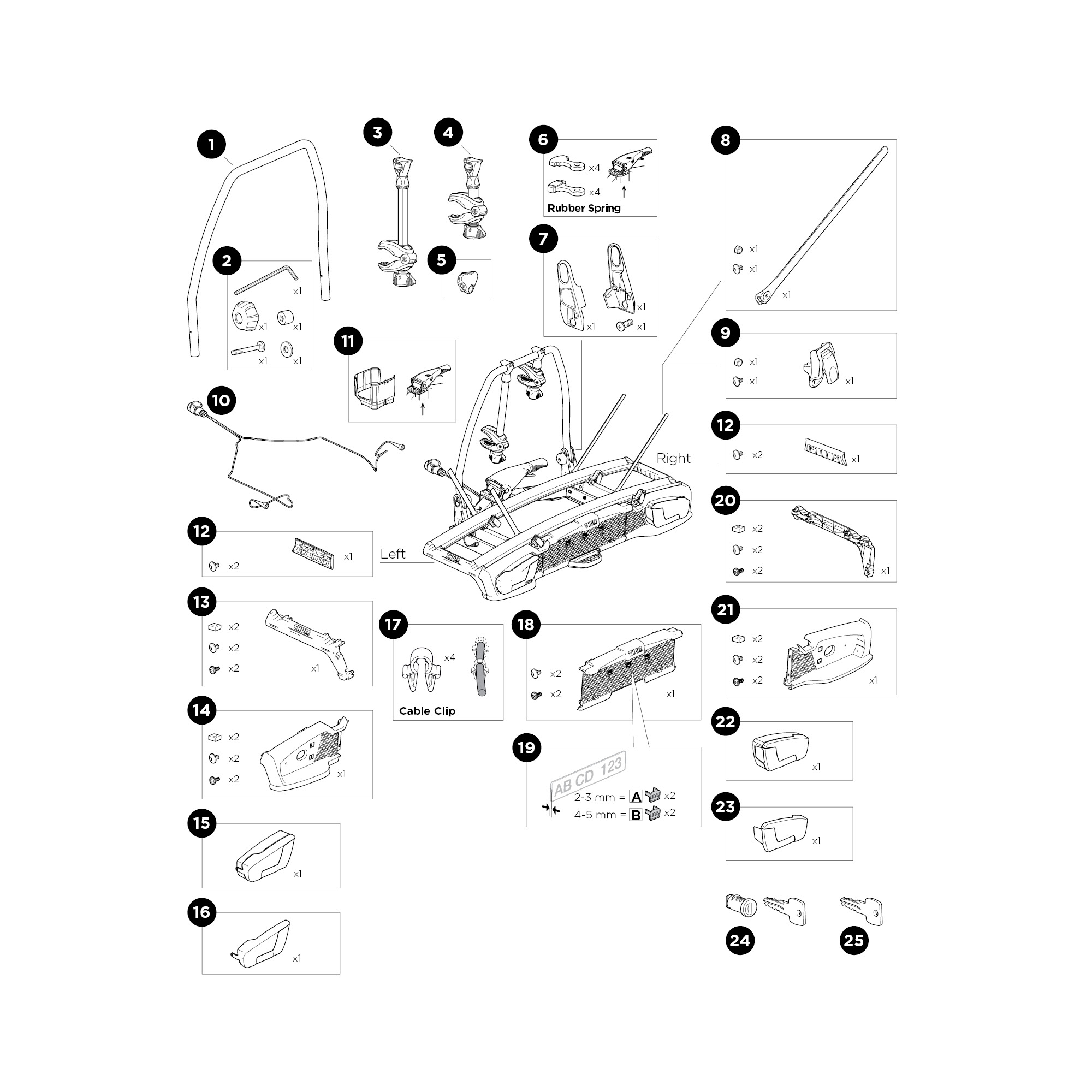 Thule VeloSpace XT 938 Kerékpártartó vonóhorogra bontott ábra Thule VeloSpace XT 938 Kerékpártartó vonóhorogra bontott ábra