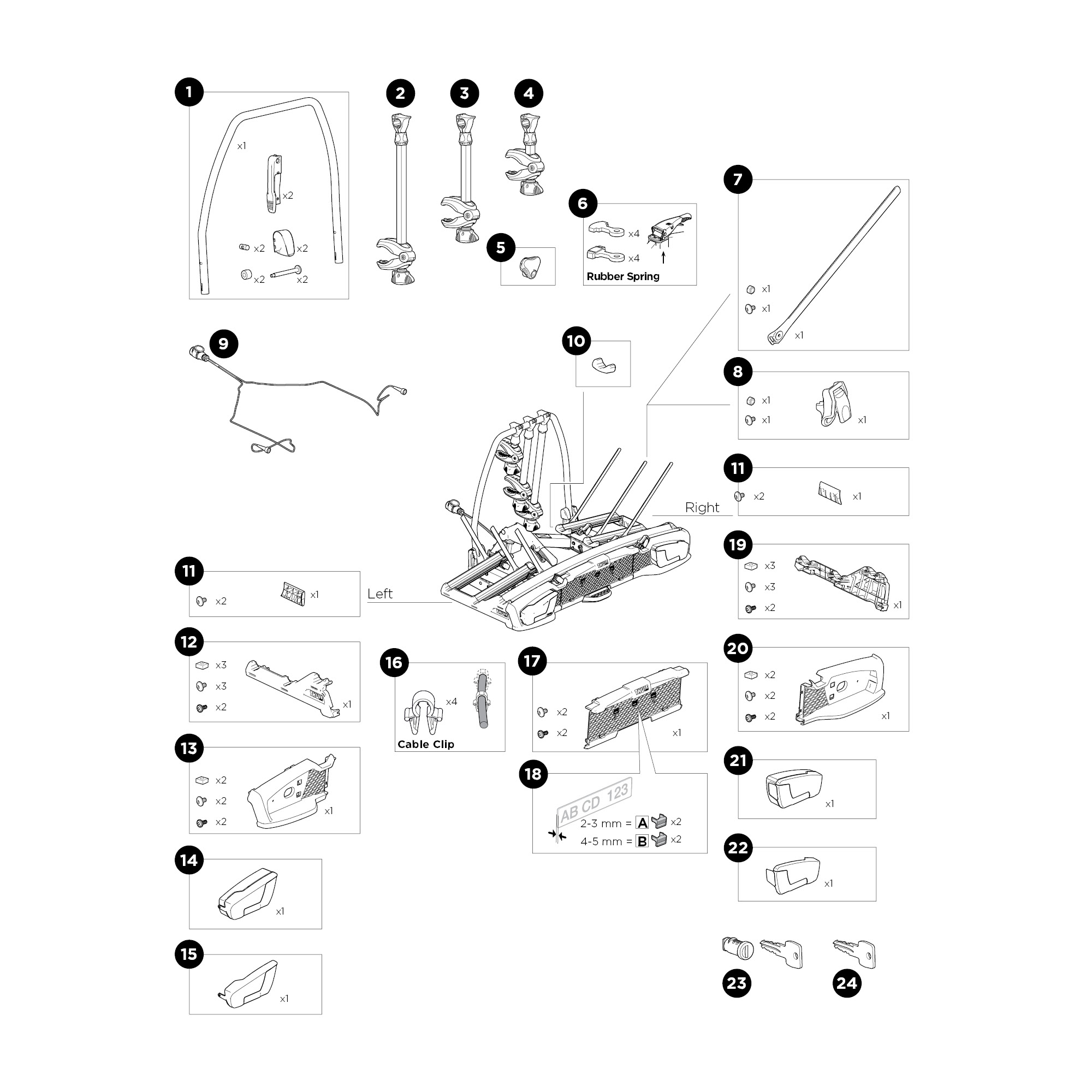 Thule VeloSpace XT 939 Kerékpártartó vonóhorogra bontott ábra Thule VeloSpace XT 939 Kerékpártartó vonóhorogra bontott ábra