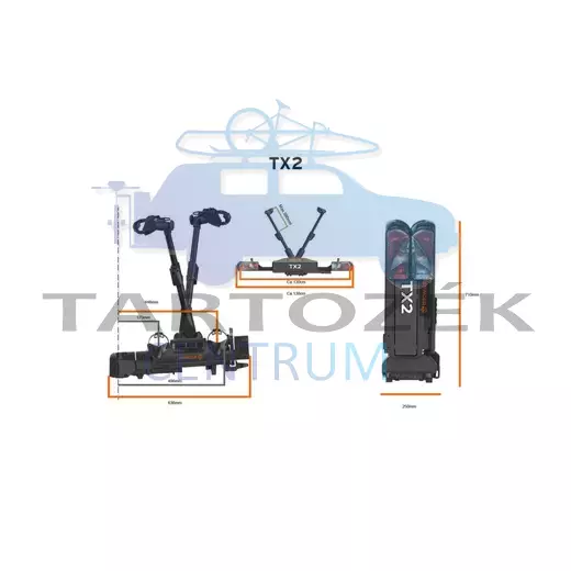 Spinder TX2 S30005 E-bike ready kerékpárszállító vonóhorogra, fekete